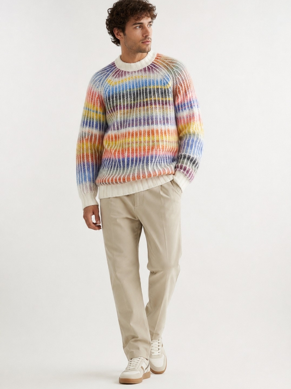 NN07 Multicolor Stripe Knit Crewneck Sweater - Men's